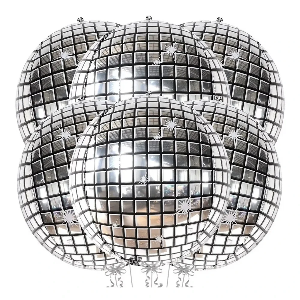 Trendy Buy Disco Ball Balloon Silver Metallic 4D Sphere Foil Party Decor NEW